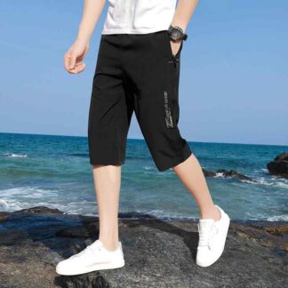 七分丈パンツ 男性用 夏 ビーチ カジュアル ストレート ファッション 向け 軽量 速乾 日常使い サーフィン ウォーターサイド アウトドア コットン混 ブラック ネイビー グレー 快適