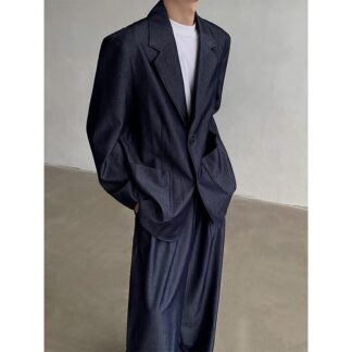 メンズ デニムスーツ セットアップ ジャケット パンツ 男性用 紳士服 春秋 テーラード ライトアウター ブルージーンズ ルーズフィット