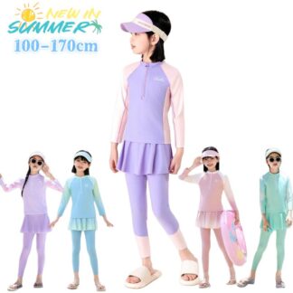 水着 女の子 小学生 キッズ 長袖 長ズボン セパレート UVカット 水陸両用 紫外線対策 スイミング 水泳 着脱簡単 プール 幼稚園 水遊び ビーチ 砂遊び 1 海