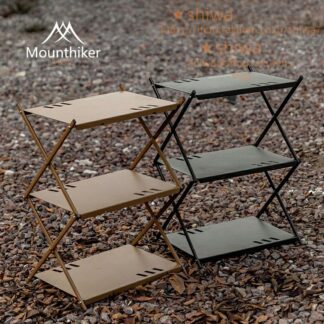 軽量 人気 3段ラック アルミ製 コンパクトアウトドア キャンプ用品 折りたたみ式 バーベキュー Mountainhiker 収納袋付き おしゃれ BBQ ソロキャンプ 3段 ラック アウトドア用品