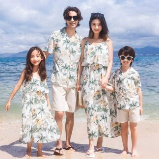 親子ペア 花柄 ワンピース アロハシャツ 半ズボン 2点セット 親子 ペアルック お揃い 家族お揃い カップル服 服 キッズ ハワイ風 兄弟 姉妹お揃い 女の子