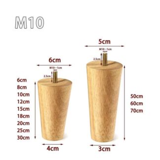 4本セット ソファ 脚 6cm 家具脚 木製、テーブル 木 6から70 Cm高さ 無垢材 M6 M8 M10 ボルト付き、ソファー ベッド キャビネット足の交換用 規格