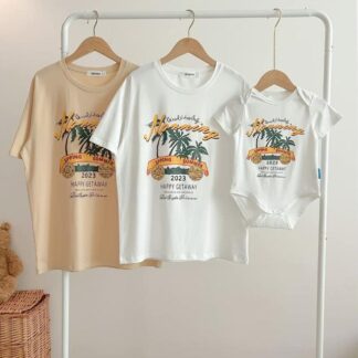 親子ペアルック tシャツ 親子 夏服 トップス コーデ 夏 半袖 T-shirt 家族 お揃い ママ パパ 男の子 女の子 子ども服 出産祝い 記念日 キッズ
