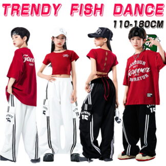 赤 へそ出し トップス キッズダンス衣装 ダンスウェア 白 黒 カーゴパンツ ストリート系 ダンス用 韓国 k-pop ヒップホップ 女の子 男の子 かっこいい 子供服 ステージ衣装 jaz