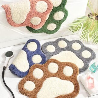 バスマット ネコ柄 肉球 玄関マット 室内 滑り止め 洗える おしゃれ シンプル 水洗い ドアマット トイレ 浴室 バスルーム リビング ベッドルーム 書斎 ベランダ オフィス 店舗 飲食店
