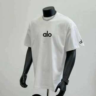alo Yoga 半袖 tシャツ メンズ カジュアル おしゃれ ゆったり カットソー 黒 白 大きいサイズ 春夏 薄手 プリント ロゴT ミドル丈 ストレッチ 普段着 着まわし 通勤 通学 デイリー