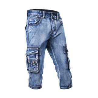 ジーンズ メンズ 男性用 ハーフパンツ 7分丈 カーゴパンツ デニムパンツ ワークパンツ 多ポケット 伸縮性 普段使い アウトドア 接触冷感 薄手