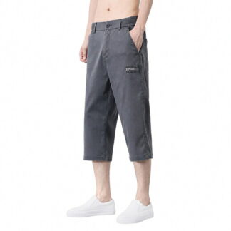 クロップドパンツ メンズ 夏 七分丈 クロップド丈 イージーパンツ ゆったり ストレート テンセル リヨセル 薄手 極薄 涼しい 接触冷感 通気性 伸縮 ウエストゴム 普段着 サマー ストレッチ