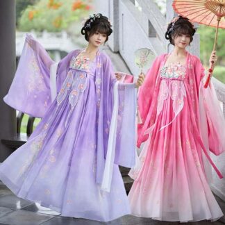 漢服 中華古代ドレス 中華コスプレ衣装 レディース チャイナ コスプレ衣装 女性 仙女 チャイナ風 衣装 素敵 花プリント ハロウィン コスプレ イベント ステージ衣装 舞台衣 仮装