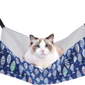 猫 ハンモック 夏ハンモック ケージ用 ヒモ調整可能 ペット 涼感ベッド 清涼感ハンモック 強度アップ 耐荷重10KG Lサイズ 58cm x 48cm 通気性 遊び場 丸洗い 金具丈夫 日向ぼっこ
