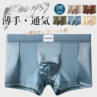 クーポンで1枚627円 ボクサーパンツ 3枚セット メンズ パンツ下着 抗菌防臭 男性用 下着 ツヤ感 肌着 サテン光沢感 クール下着 メッシュ 接触冷感 夏 蒸れない ボクサーブリーフ アン
