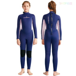 ウェットスーツ 子供 ジュニア 女子 2.5mm 高伸縮性 フルスーツ バックジップ つなぎ UVカット サーフィン ダイビング マリンスポーツ クラゲ対策 耐磨耗 ネオプレン 学校 競泳 水泳