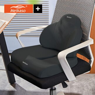 Meikaso シートクッション 低反発 座布団 腰クッション 2点セット 低反発クッション 車 腰まくら ランバーサポートクッション お尻クッション 骨盤サポート 姿勢 背もたれ 腰当て オフ