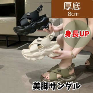 厚底サンダル レディース ヒール8cm 歩きやすい スポーツサンダル スポサン きれいめ サンダル コンフォートサンダル スニーカーサンダル ビーチサンダル オシャレ 痛くない 軽量 韓