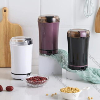 粉砕機 食品製粉機 微粉砕機 調味料挽き 粉ひき器 家庭用 小型ミル 150W 304ステンレス製 ワンタッチで自動挽き 掃除簡単 緑茶や胡椒などにも適用 挽き味いい 掃除用ブラシ 豆挽き