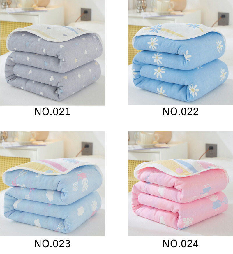 6重 ガーゼケット タオルケット 綿100% セミシングル 120×150cm 夏 コットン 洗える お昼寝 ブランケットひざ掛け 肩掛け お昼寝ケット ベビーケット - 画像 (2)