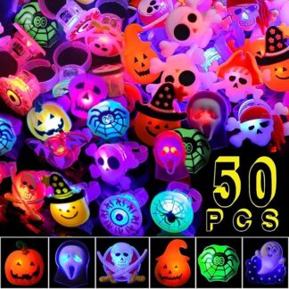 ハロウィン 光る指輪 おもちゃ 全12種ランダム販売 お祭り 景品 縁日グッズ 飾り ライブ用 キラキラリング ピカピカ ハロウィングッズ 飾り付け 装 光るリング