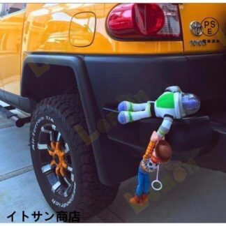 新品 トイストーリー ウッディ バズ 車ぶら下がり人形 フィギュア バズウッディ車外装用品車人形 ヘルメット付き