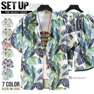 アロハシャツ 上下セット メンズ レディース セットアップ 半袖 カジュアル ウェア 柄シャツ ハーフパンツ 花柄 ルームウェア 部屋着 おしゃれ アロハ ハワイ 旅行 ビーチ 夏用 セット