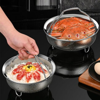 蒸し器 蒸しかご 14cm 18cm 22cm ステンレス 調理 ざる かご 網 揚げ物かご 多機能食 蒸し皿 蒸し物 耐熱 卓上 水切りバスケット お鍋にのせて簡単蒸しプレー 蒸し台