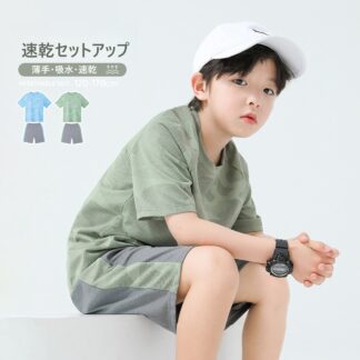 キッズ セットアップ 男の子 半袖 速乾 160cm 夏服 スポーツ おしゃれ 子供服 ハーフパンツ 運動 大きいサイズ 幼稚園 小学生 通学
