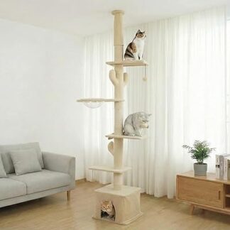 キャットタワー 猫タワー 突っ張り スリム 省スペース 大型猫対応 多頭飼いキャットタワー 据え置きタイプ