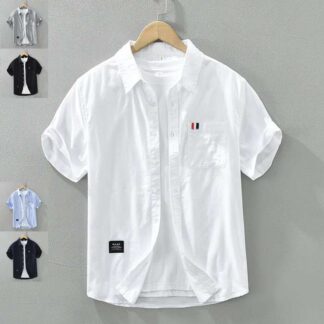 半袖シャツ メンズ シャツ 夏 夏服 綿 開襟シャツ 半袖 開襟 胸ポケット付き ゆったり 無地 トップス カジュアルシャツ 大きいサイズ おしゃれ メンズファッション シンプル カジュア