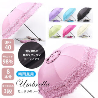 日傘 フリル 完全遮光 折りたたみ 折りたたみ傘 レディース 遮光率100% 傘 1級遮光 uvカット 紫外線 遮熱 涼しい 遮蔽率100% 8本骨 軽量 折りたたみ日傘 大きい 紫外線対策
