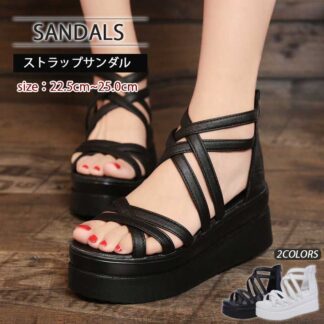 厚底サンダル レディース ストラップサンダル ハイヒール 編み込みサンダル パンプス 靴 歩きやすい 疲れない 女性 通気性 美脚 とても柔らかい 大きいサイズ ブラック 夏