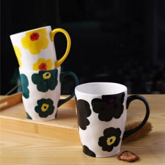 マグカップ おしゃれ かわいい コーヒーマグ 大容量600ml 陶器 花柄 陶芸コップ 実用的 コーヒー ギフト 誕生日 新生活 雑貨 母の日
