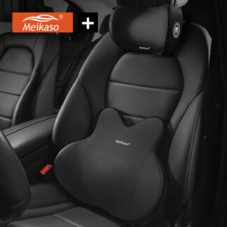 Meikaso 車 腰クッション ランバーサポート ヘッドレスト 背もたれ ウェストクッション ネックパッド ネックピロー 低反発 腰枕 通気性 腰サポート体圧分散 洗濯可 疲労対策 人間工学