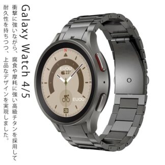Galaxy Watch 4 5 バンド チタン製 ギャラクシー ウォッチベルト チェーン メタル 3連 ベルト ブラック シルバー 交換ベルト 装着簡単 金属 重量感 モダン ビジネス フ