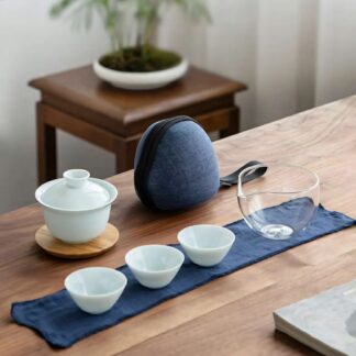 一人用茶セット 中国茶道具 コンパクト急須 旅行 ホテル オフィス対応 アウトドア急須 紅茶茶器携帯用茶器セット ウーロン茶 台湾茶 中国茶器 ティーセット 宝瓶 白磁 陶磁器 茶器セット