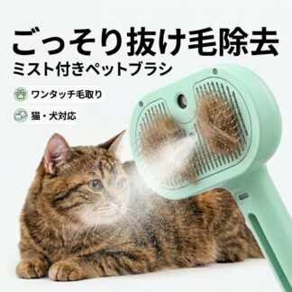 ペットブラシ ミスト付き 猫 犬 抜け毛取り ワンタッチ 抜け毛除去 ブラッシング 浮き毛 毛取り 除毛 スチーム クリーナー お手入れ 小型犬 中型犬 長毛 グルーミング Type-C充電 軽