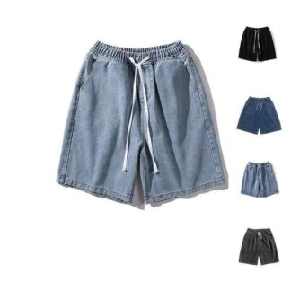 ジーンズ メンズ 大きいサイズ デニムパンツ ハーフパンツ 5分丈 ゆったり ストレート 春夏 接触冷感 伸縮性 ウォッシュ加工