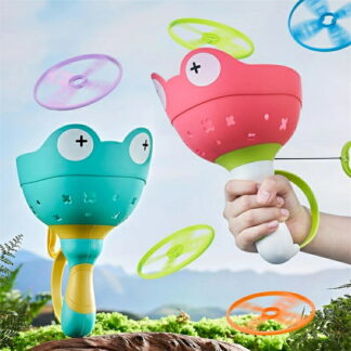 フライングディスク おもちゃ 子供 ランチャー ポップアップ フライングソーサー 空飛ぶ 玩具 外遊びグッズ 公園遊び 室内室外 運動 ゲーム リスビー発射機 手動キャッチゲーム ファミリースポーツ