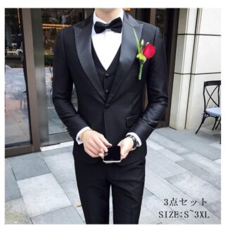 タキシード 紳士服 メンズスーツ 3点セットスーツ カッコイイ 1つボタンスーツ フォーマルスーツ 結婚式 二次会 成人式 卒業式 就職活 披露宴 大きいサイズ お洒落 ビジネススーツ