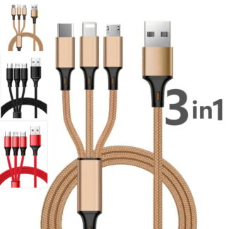 3in1 iPhone 充電 ケーブル 1m 充電ケーブル Type-C Micro USB タイプC マイクロUSB MicroUSB コード 充電器 Max mini iPhon