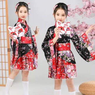 コスプレ 衣装 キッズ 和柄 着物 ドレス 子供 プリーツ スカート 和風 ミニ 着物ドレス 和装 コスチューム パーティ 子供用 コスプレ衣装 子ども 子供服 和服 ミニ浴衣 こども