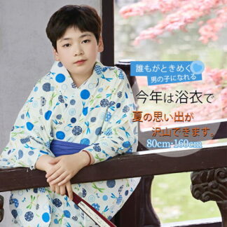 とんぼ柄 丸柄 和風 浴衣 キッズ 男の子 ゆかた 浴衣セット 古典柄 綿麻浴衣 夏祭り 子供浴衣 生成り 白練色 かっこいい 水玉模様 花火 和服 ジュニア 着物 ナチュラル 七五三 お盆 レトロ