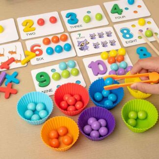 知育玩具 モンテッソーリ教具 子供用 おもちゃ 数字合わせ パズル 精密動作訓練 木製玩具 ビーズ掴み