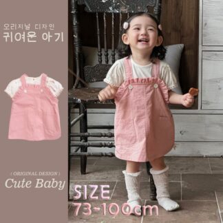 ベビー服 セットアップ 女の子 ワンピース サロペットスカート 半袖Tシャツ 綿素材 夏新作 薄手 可愛い コットン素材 涼しい 着心地抜群 韓国風 ガーリー おしゃれ 子供服 赤ちゃん カジュアル
