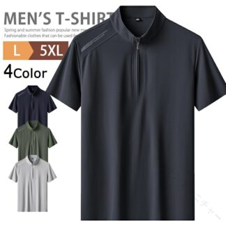 半袖 Tシャツ ハーフ ジップ メンズ レディース ハイネック ロゴ T インナー カットソー スポーツ 速乾 接触 冷感 涼しい トレーニング ゴルフ キャンプ ジム ランニング