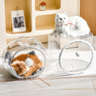 猫 キャリー 猫の洞窟 ベッド るポータブル 犬猫の巣 キャットハウス ハウス 透明洗え ペット用ベッド 360°視野 通風性があり ネコ用寝具 小動物用