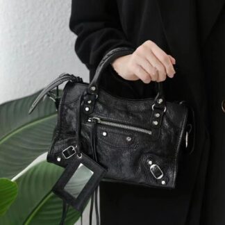 トートバッグ レディース ショルダーバッグ ギャル系 エディターズバッグ 2way バレンシアガ風 おしゃれ 大きめ 通勤 鏡付き ファスナー付き