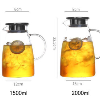 1500ml ガラスピッチャー 直火 耐熱ガラスポット ガラスケトル 2000ml ティーポット 直火電気ケトル対応 ガラス ステンレス茶こし一体型蓋 1.5リットル