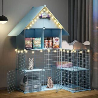 2025 父の日ペットケージ キャットケージ 2段 ステップ台 ジョイント式 猫ケージ 猫 キャット 軽量 ケージ ゲージ 犬小屋 ペットフェンス ペット