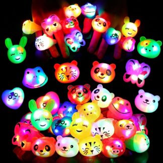 光る指輪 おもちゃ 24個入 動物 お祭り 景品 子ども 縁日グッズ ライブ用 キラキラリング 光るリング 子供 大人対応可 ピカピカ