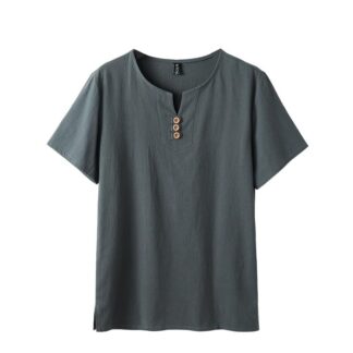 メンズ tシャツ 半袖 夏 綿麻100% 無地 ゆったり おしゃれ 大きいサイズカットソー ｖネック