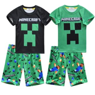 パジャマ 上下セット マイクラ クリーパー ジャージ 総柄 モザイク 半袖 MINECRAFT マインクラフト 半袖パジャマ 男の子 パジャ 子供服